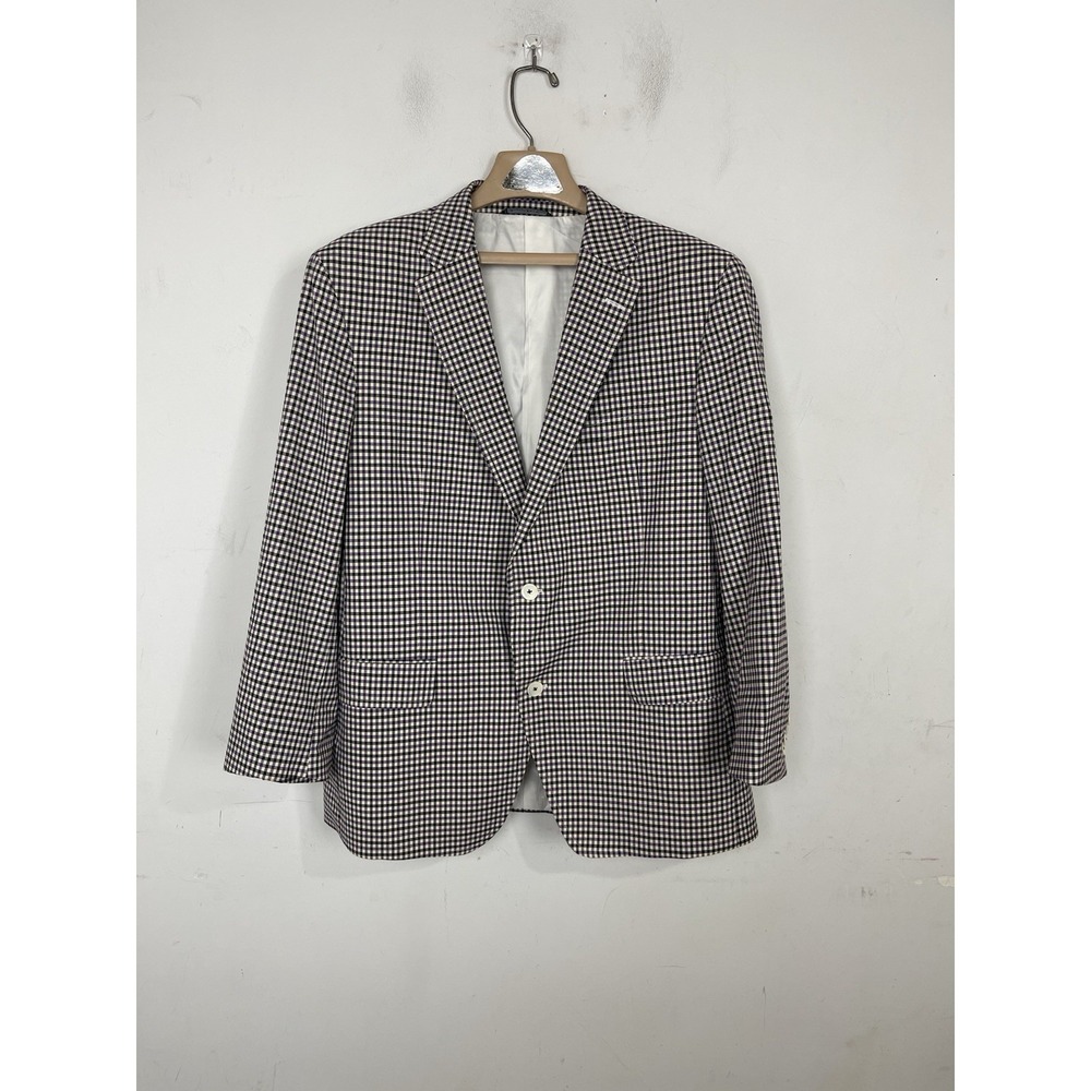 Zignone Mens Blazer 44 Gingham Check Preppy Spring Summer Wool Blend Surgeon